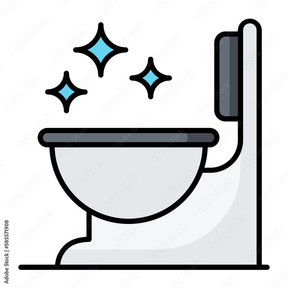Toilet Cleaning Line Color Icon