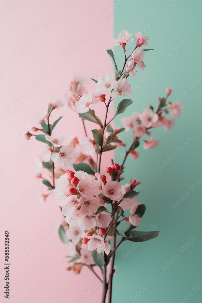 Spring wallpaper background in pastel colors. Generative ai Spring wallpaper background in pastel colors. Generative ai