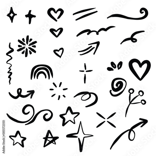 Set of hand drawn doodles. Cute doodles on a white background. Cute illustrations. EPS Vector 