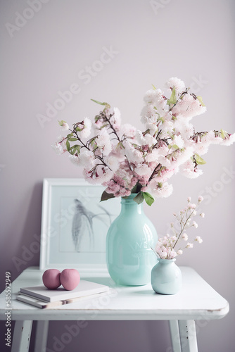 Happy Easter background, pastel colors. Generative ai
