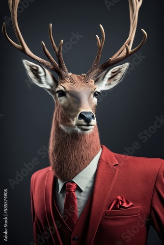 Serious deer - a businessman in a business suit Generative ai © ChaoticMind