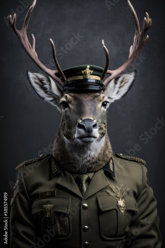 Serious deer - a businessman in a business suit Generative ai