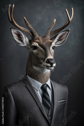 Serious deer - a businessman in a business suit Generative ai © ChaoticMind