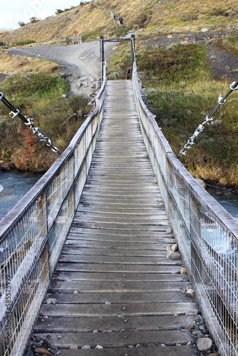 Fototapeta Naklejka Na Ścianę i Meble -  Wooden bridge in Torres del Paine National Park, Chile