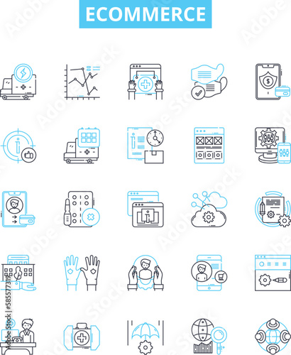 Ecommerce vector line icons set. Shopping, Online, Marketplace, Retail, Payment, Storefront, Investment illustration outline concept symbols and signs