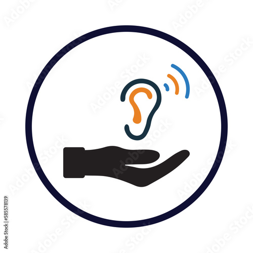 Ear, audiology, hand, care, ear care icon