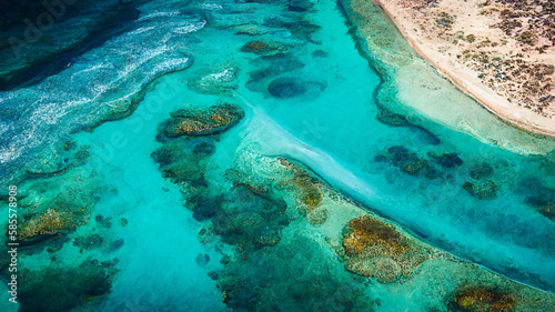 Crystal clear turquoise blue water of the Ningaloo Reef, Western Australia