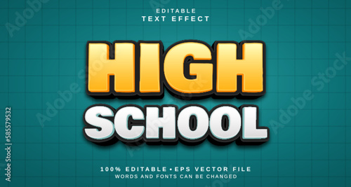 Editable text style effect - High School text style theme.