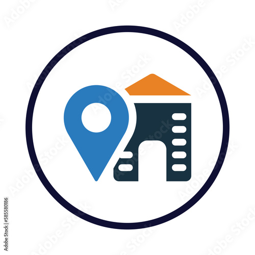 office, location, location pin, building, office location icon