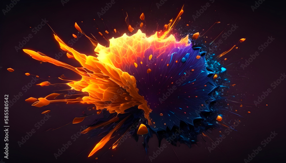 splash of paints in the form of an explosion and flame, rear can of a splash of paints in the grooved sides, generative ai splash of paints in the form of an explosion and flame, rear can of a splash of paints in the grooved sides, generative ai