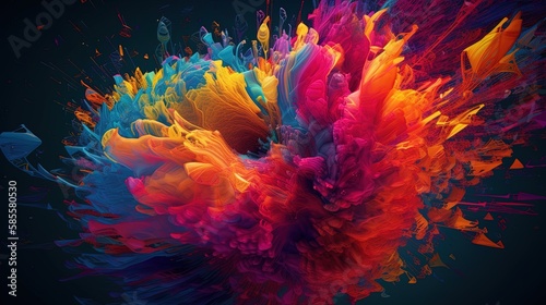 Energetic 3D abstract background featuring vibrant colors  dynamic shapes  and a pulsating rhythm. A lively and captivating visual experience for any creative project.