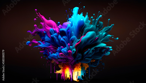 Colorful abstract wallpaper modern background, splash of liquid bright colors in different directions, generative ai