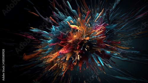 Energetic 3D abstract background featuring vibrant colors  dynamic shapes  and a pulsating rhythm. A lively and captivating visual experience for any creative project.