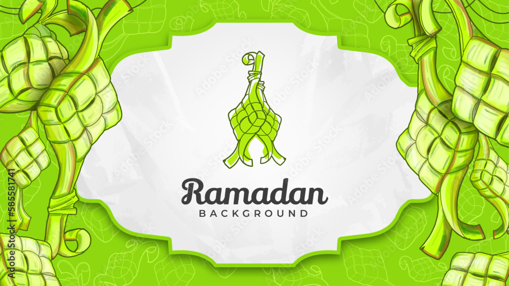 Obraz premium Hand Drawn Ramadan Ketupats Background