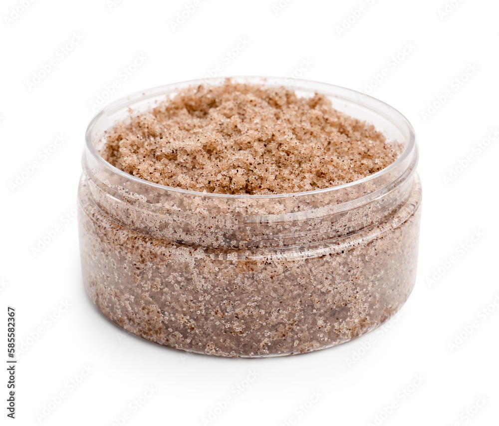 Jar of body scrub isolated on white background Jar of body scrub isolated on white background