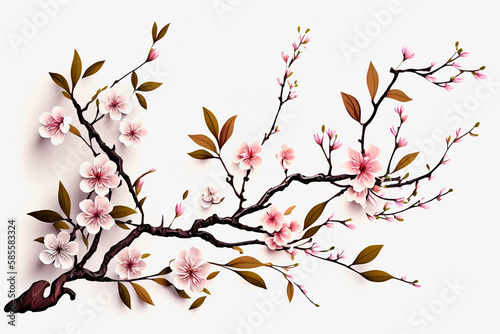 Pink branch blossom in spring , illustration generative AI