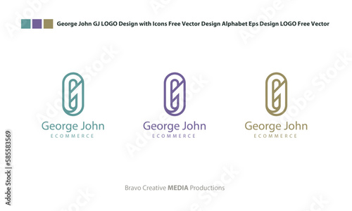 George John GJ LOGO Design with Icons Free Vector Design Alphabet Eps Design LOGO Free Vector
