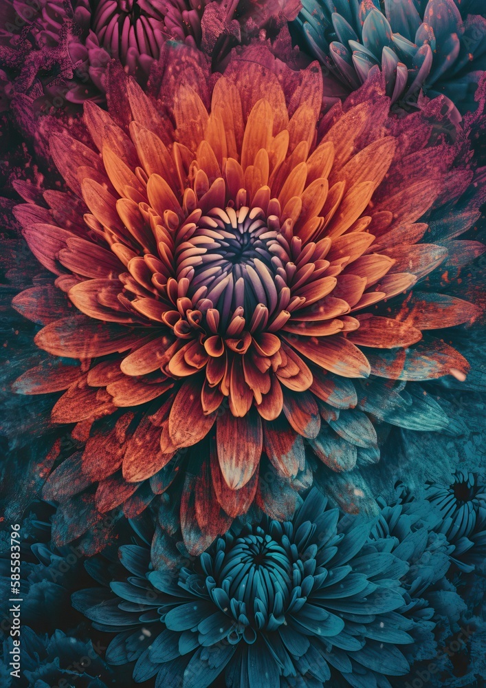 Music show or event poster for a band. Psychedelic and Dramatic Risoprint in limited palette. Generative AI. Music show or event poster for a band. Psychedelic and Dramatic Risoprint in limited palette. Generative AI.