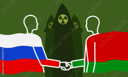 Russia plans to place nuclear weapons on the territory of Belarus. Concept vector illustration. Military partnership between the two countries. photo