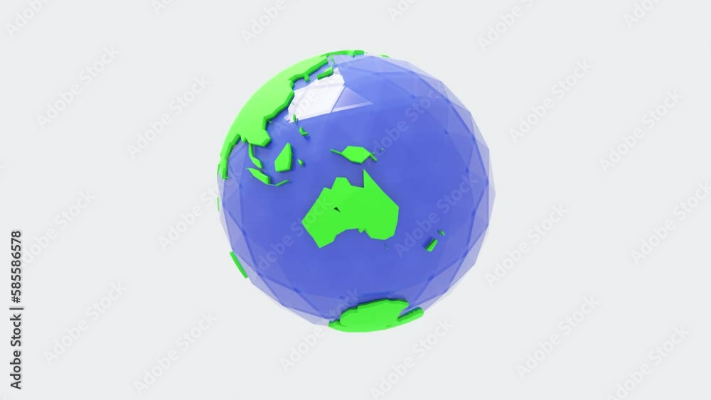 Seamless Loop low poly 3D spinning globe. Seamless Loop low poly 3D spinning globe.
