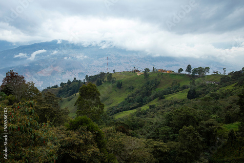 Antioquia mountainous landscape with mountains full of vegetation - San Felix, Bello - Colombia