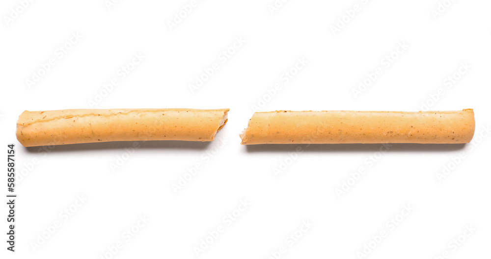Tasty Italian Grissini on white background Tasty Italian Grissini on white background