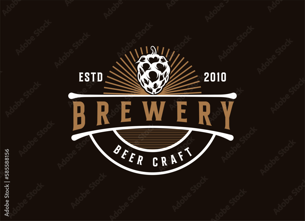 Fototapeta premium Beer craft creative logo design template. 