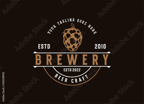 Beer craft creative logo design template. 