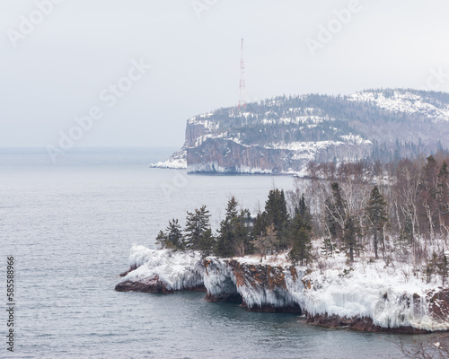 Lake Superior shoreline in winter from Shovel Point, Tettegouche State Park, Minnesota