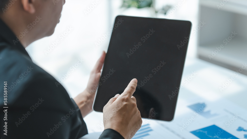 Investor increases revenue share small business stock market report and financial dashboard with key performance indicators (KPI) finance chart of business intelligence (BI)