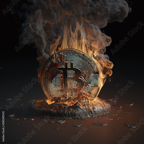 Illustration of bitcoin cryptocurrency, finance technology coin.Generative AI
