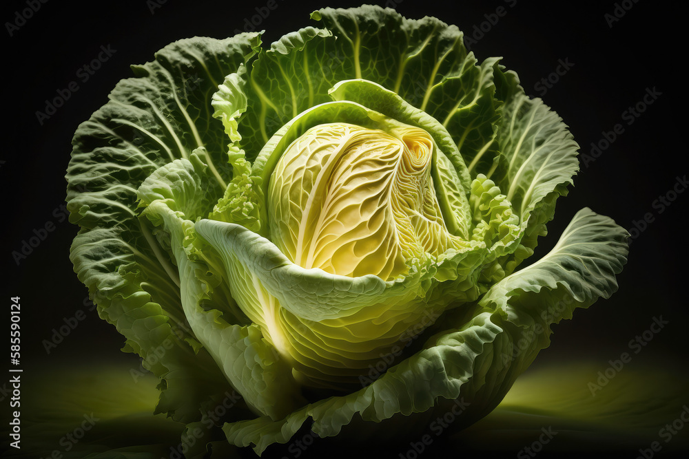 Obraz premium cabbage head on the table- made with generative ai