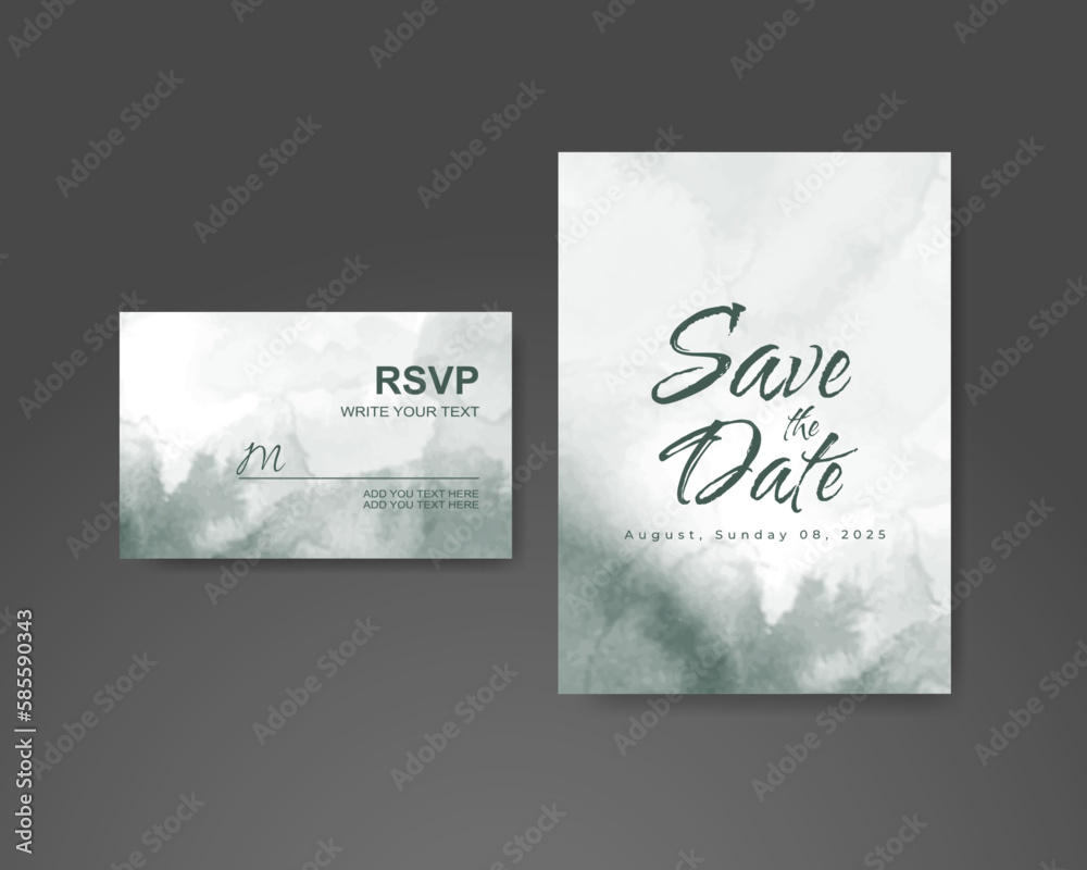 Wedding invitation with abstract watercolor background