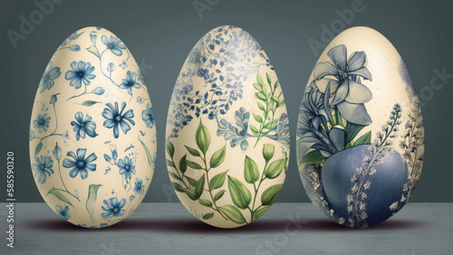 Easter Eggs with Floral Patterns