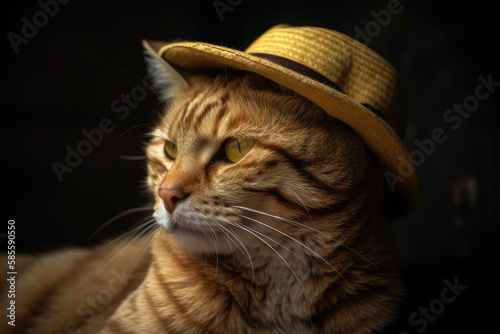 portrait of a cat in a hat- made with generative ai