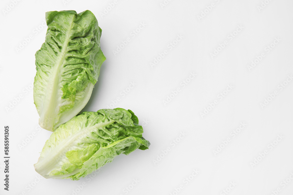 Fresh green romaine lettuces isolated on white, top view Fresh green romaine lettuces isolated on white, top view