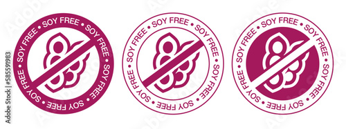 Soy or soya free food allergy product dietary label. Packaging badges design, vector illustration.