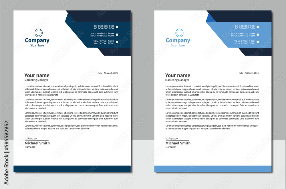 Abstract Corporate Business Style Letterhead Design Vector Template For Your Project. Simple And Clean Print Ready Design, Elegant Flat Design Vector