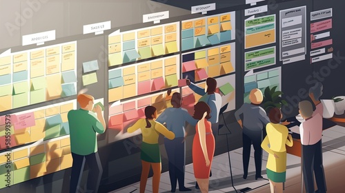 Streamlined Workflow: Embracing the Kanban Method for Agile Project Management in 8K created with generative ai technology photo