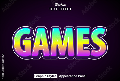 games text effect with yellow graphic style editable.