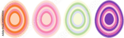 Hypnotic egg shaped tunnel color set. Rainbow retro wallpapper psychedelic 70's background Happy Easter day greeting card,illustration EPS10.