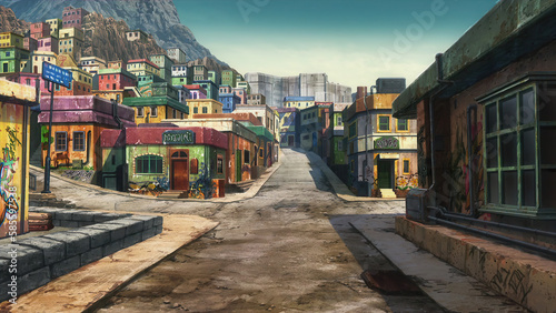 Anime background landscape wallpaper old village, old city, old street, isekai, unreal