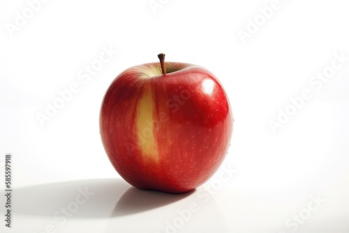 single red apple on a clean white table. Generative AI