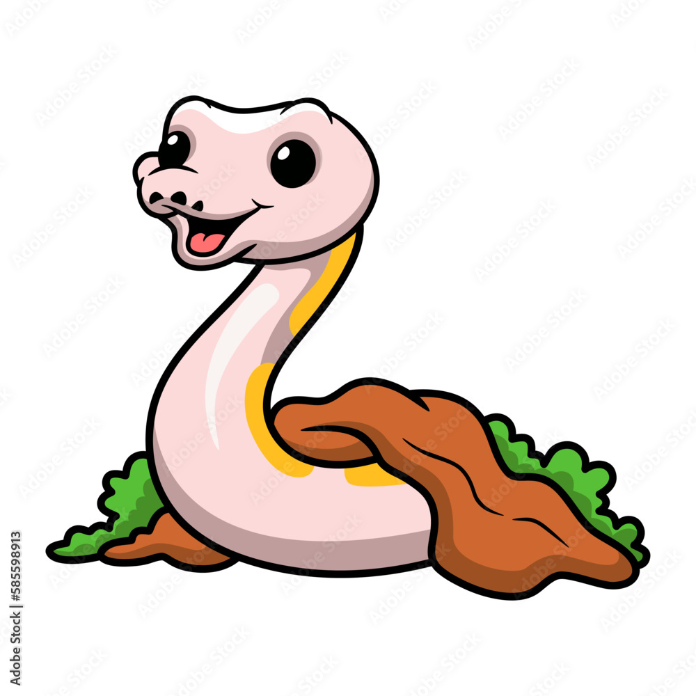 Cute super cinnamon banana ball python cartoon out from hole