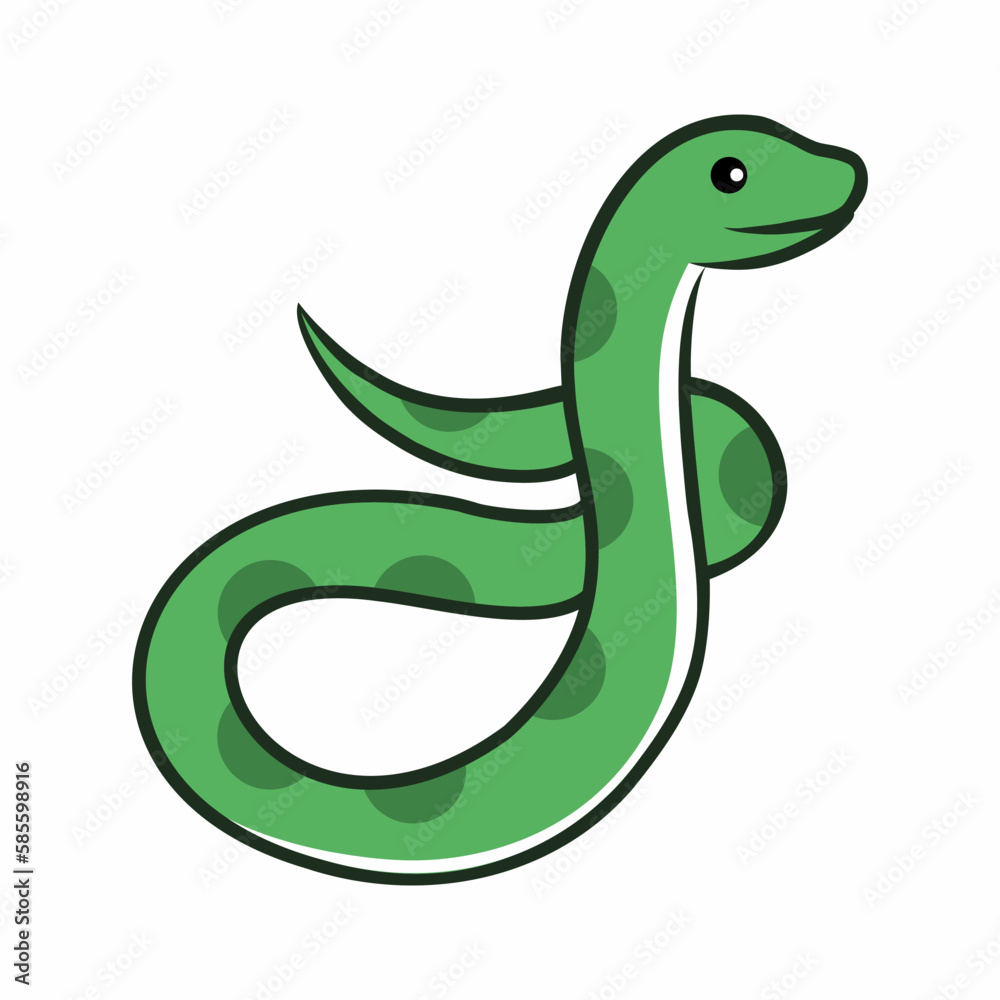 Cute snake on a white background. Vector illustration in cartoon style ...