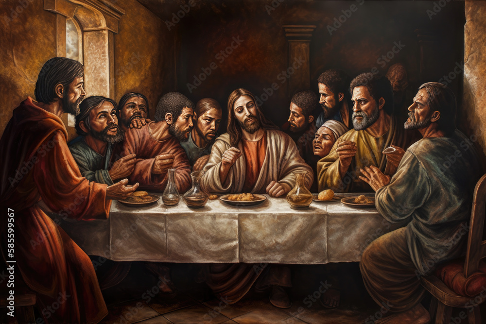 Last Supper Jesus Christ Disciples Betrayal , generative AI Stock ...