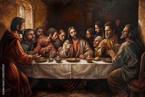 Fototapeta Last Supper Jesus Christ Disciples Betrayal , generative AI