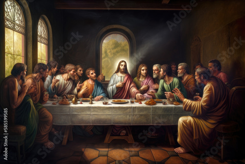 Fotografija Last Supper Jesus Christ Disciples Betrayal , generative AI