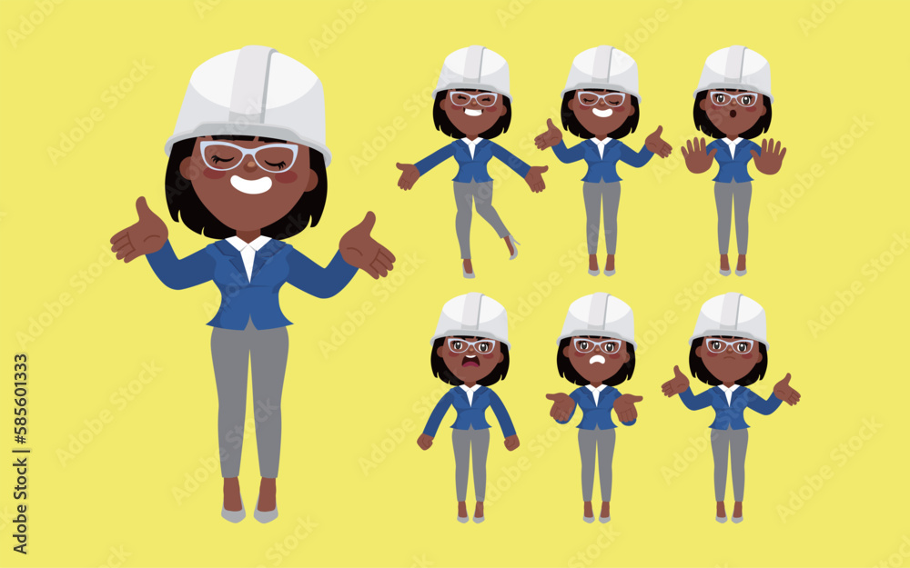 Set of engineer with different poses Set of engineer with different poses