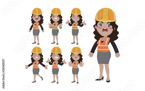 Set of engineer with different poses